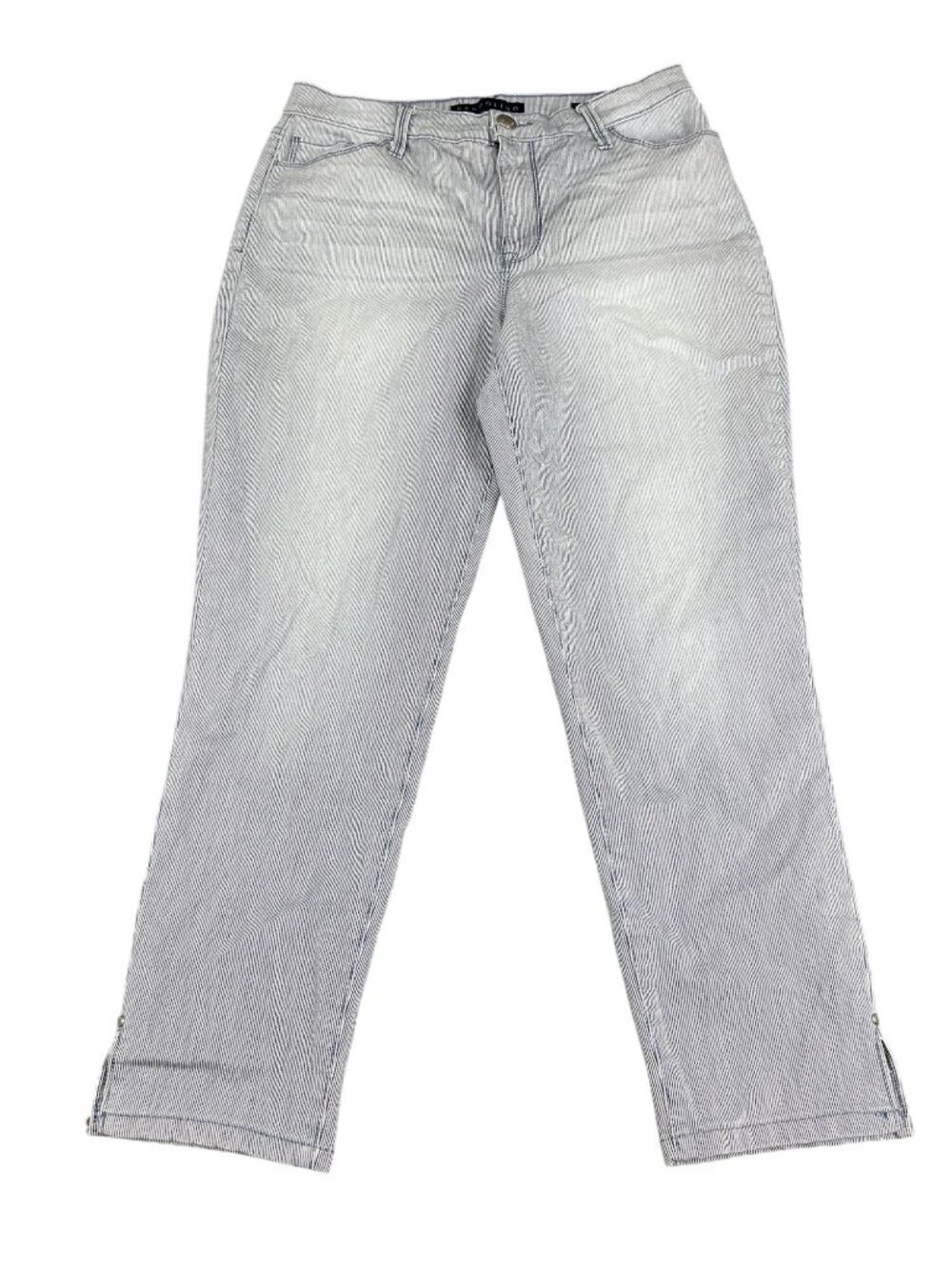 Bandolino Thea High Rise Crop Blue Striped Womens Pants Size 10